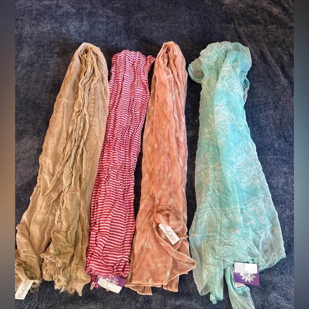 NWT Women’s Silk Scarves Bundle of 4 Assorted Colors & Materials One Size